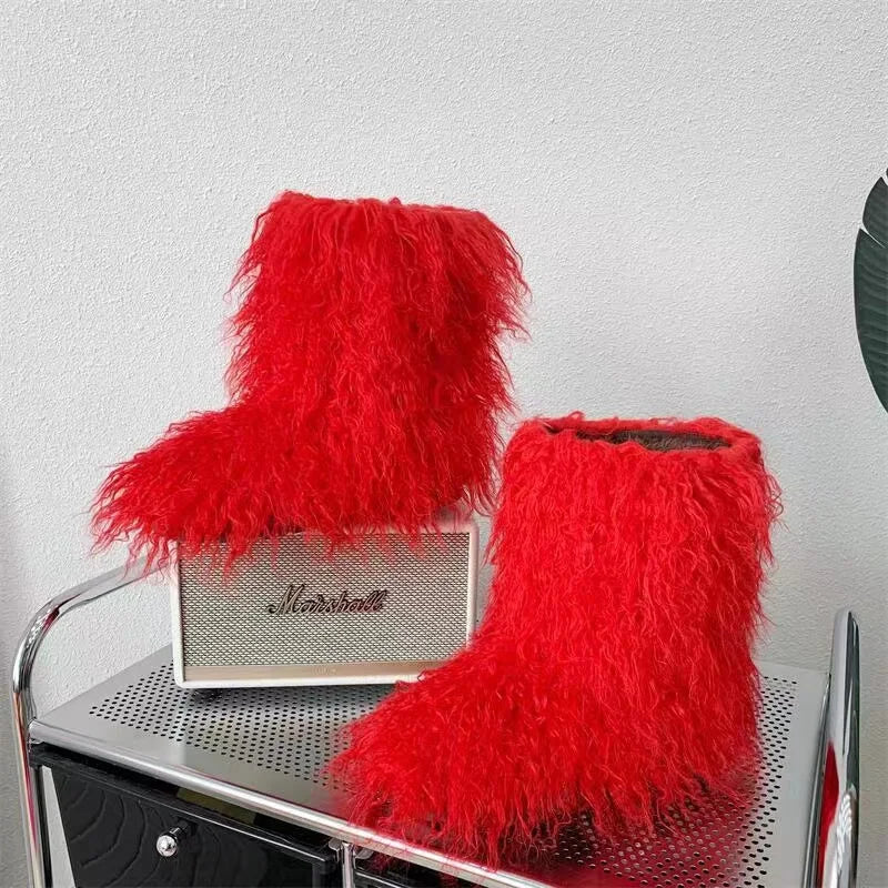 Y2K Kids Boots Winter Shoes New Faux Fur Toddler Girl Boots Fashion Colorful Fur Children Ankle Snow Boots Warm Shoes Girls