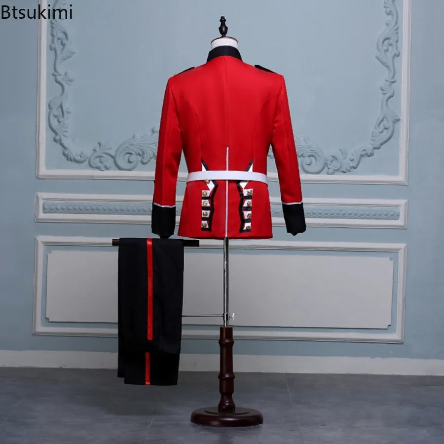 Halloween Clothes for Men British Royal Guard Uniform Cosplay Costumes Tunic Jacket Guards Outfit Party Performance 2-piece Sets