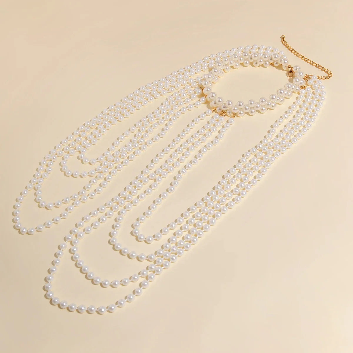 Bridal Tassel Imitation Pearl Shoulder Chain Necklace for Women Elegant Shawl Wedding Jewelry Accessories Gift