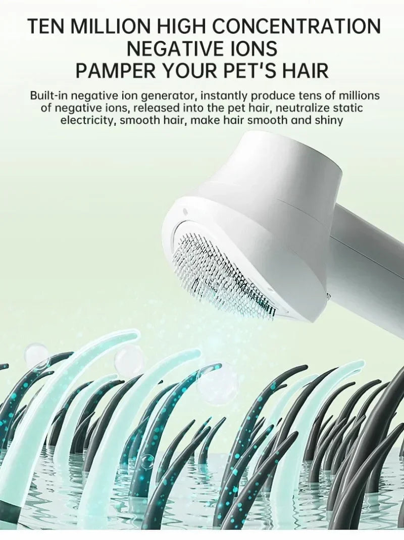 Pet Dog Hair Dryer 2-in-1 Cat Grooming Hairdressing Blow & Comb Low Noise Pet Cleaning Smart Pet Hair Dryer