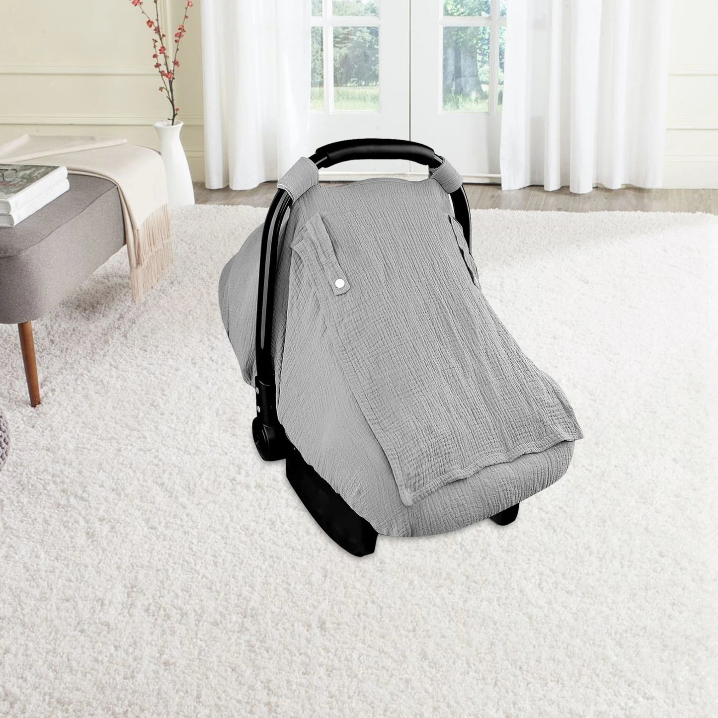 Baby Car Seat Cover Universal Baby Stroller Accessories 3 Modes Windproof Infant Carrier Canopy with Two Way Zipper for Travel