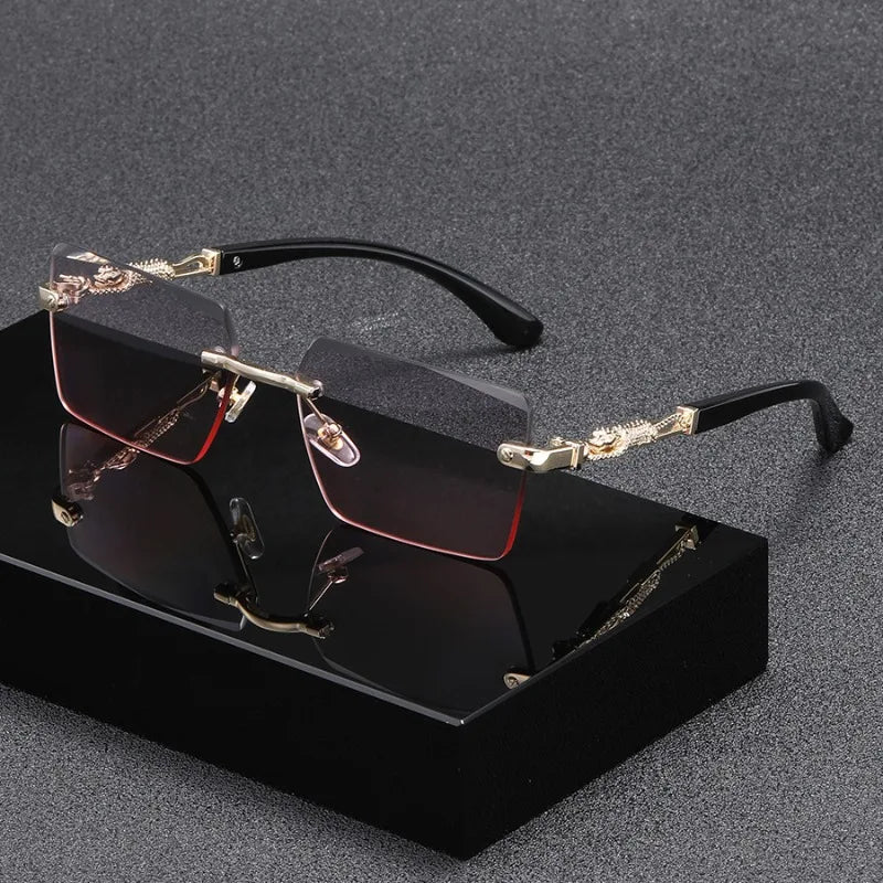 Fashion Rimless Square Sunglasses Women Men Luxury Brand Sun Glasses Outdoor Driving Eyeglasses Beach Trendy Eyewear