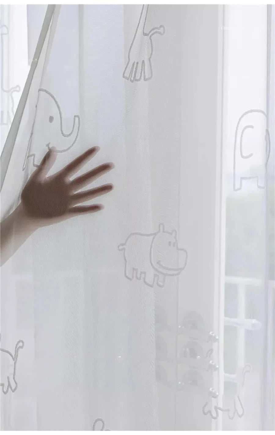 Cartoon Animals Pattern Semi-Blackout Curtains for Kids Bedroom, Beige Window Treatment Drapes for Boy Girl Window Nursery Room