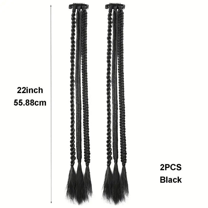 1Pairs Synthetic Wig Braids With Clip Boxing Braid Dreadlocks Clip In Hair Extension Dirty Braids Boxer Braid Hair Pieces