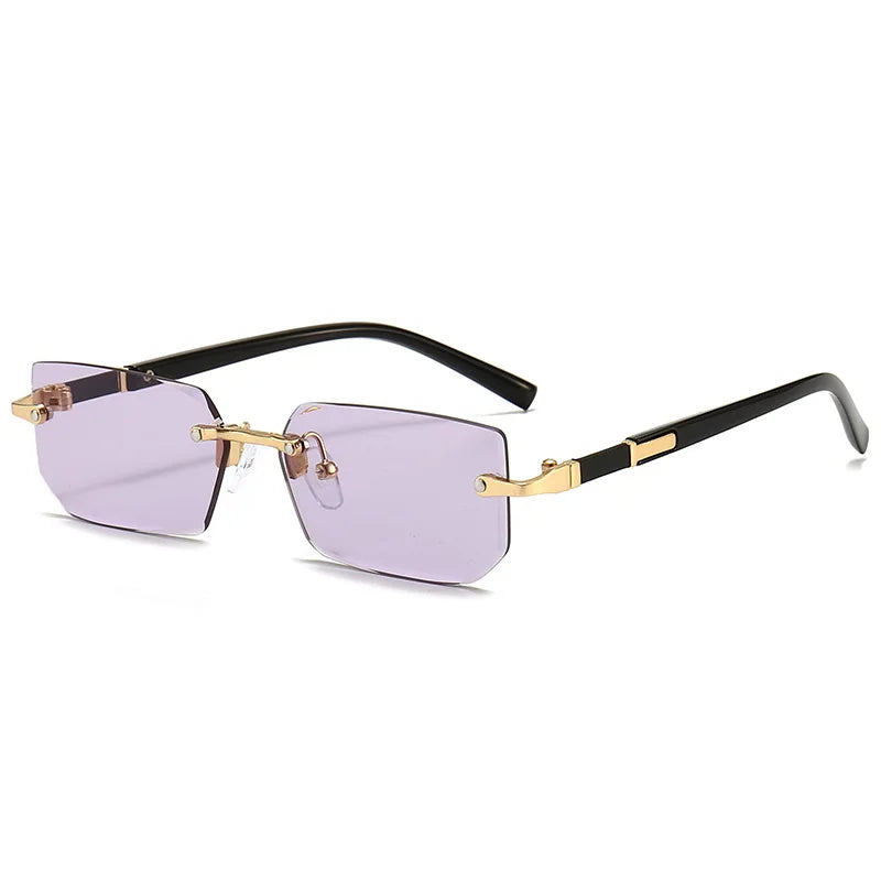 Rimless Sexy Sunglasses Rectangle Fashion Popular Women Men Shades Small Sun Glasses for Female Male Traveling Oculos