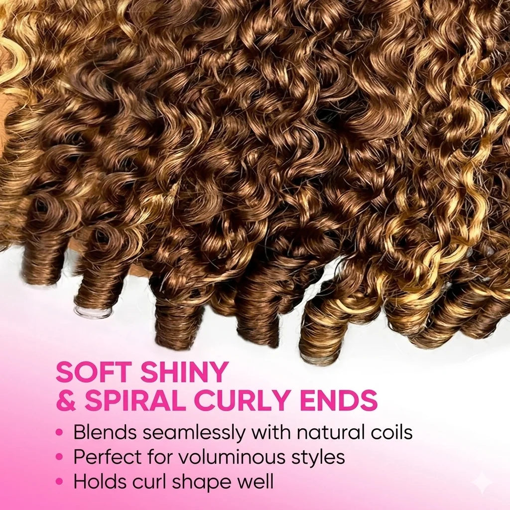 Highlight Burmese Curly Half Wigs Glueless Human Hair With Drawstring Colored 3 IN 1 Half Wigs Flip Over Burmese Curly Half Wigs