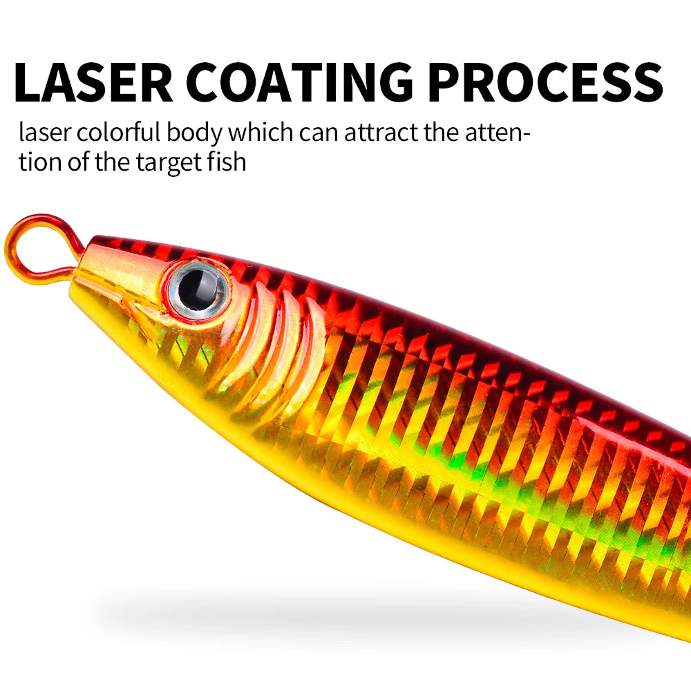 Proberos 20g-200g Metal Jig 3D Print Shore Trolling Spoon Hard Fishing Lure 1PC Artificial Laser Body Shiny Luminous Tackles