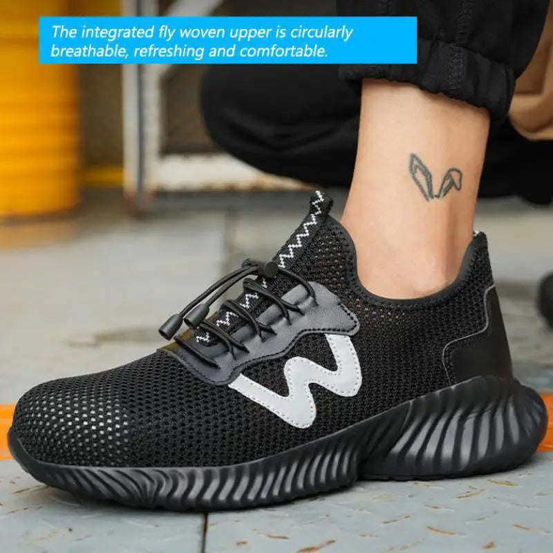Summer Safety Shoes Mesh Work Shoes Lightweight Safety Sneaker For Men Breathable Protective Work Sneakers Steel Toe Shoes Man