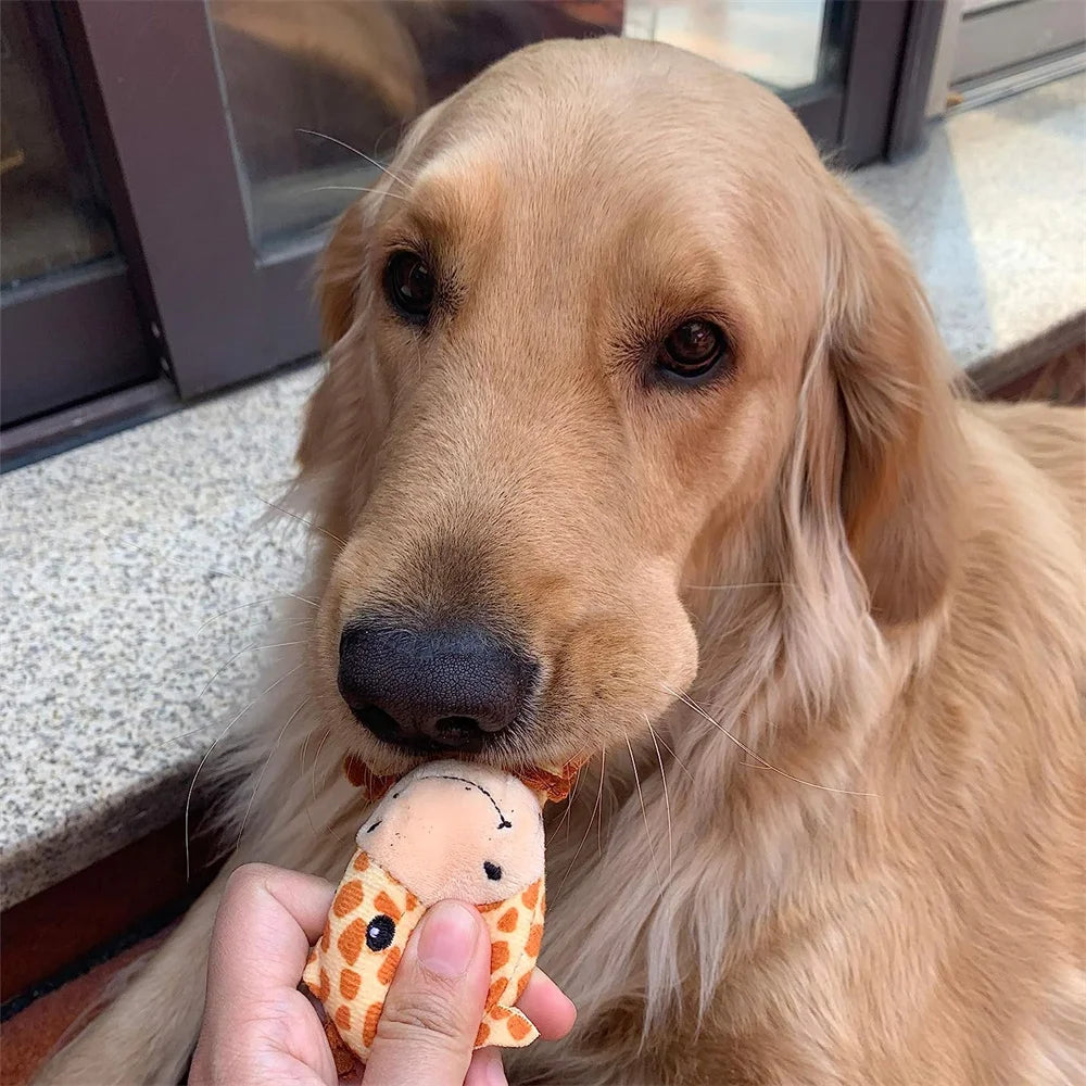 Pet Dog Toys Plush Chew Toy Soft Banana Bone Vegetable Fruit Squeaky Puppy Training Interactive Toy Bite-Resistant Pet Supplies