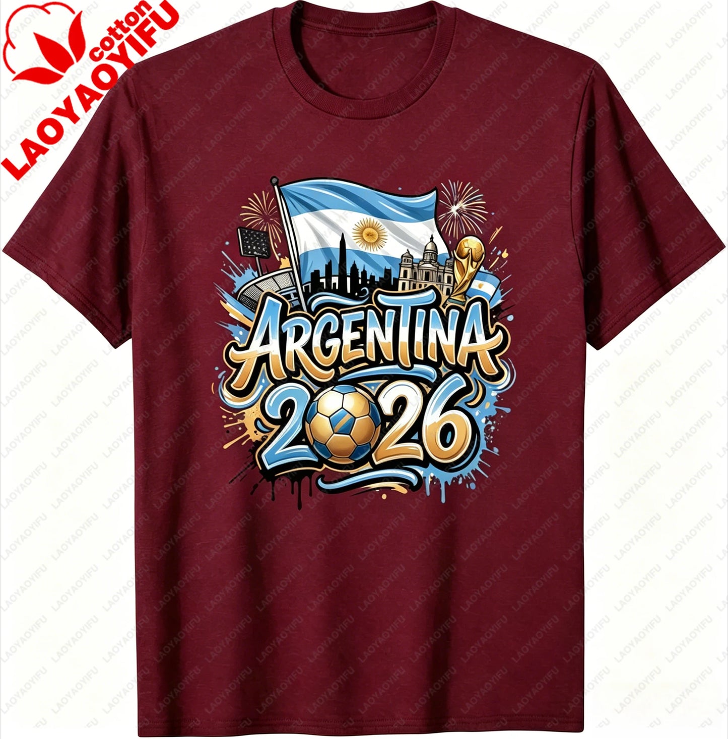 Unisex Argentina 2026 Soccer Tee Vintage Style Graphic Football Fan Supporter Casual Streetwear Top
