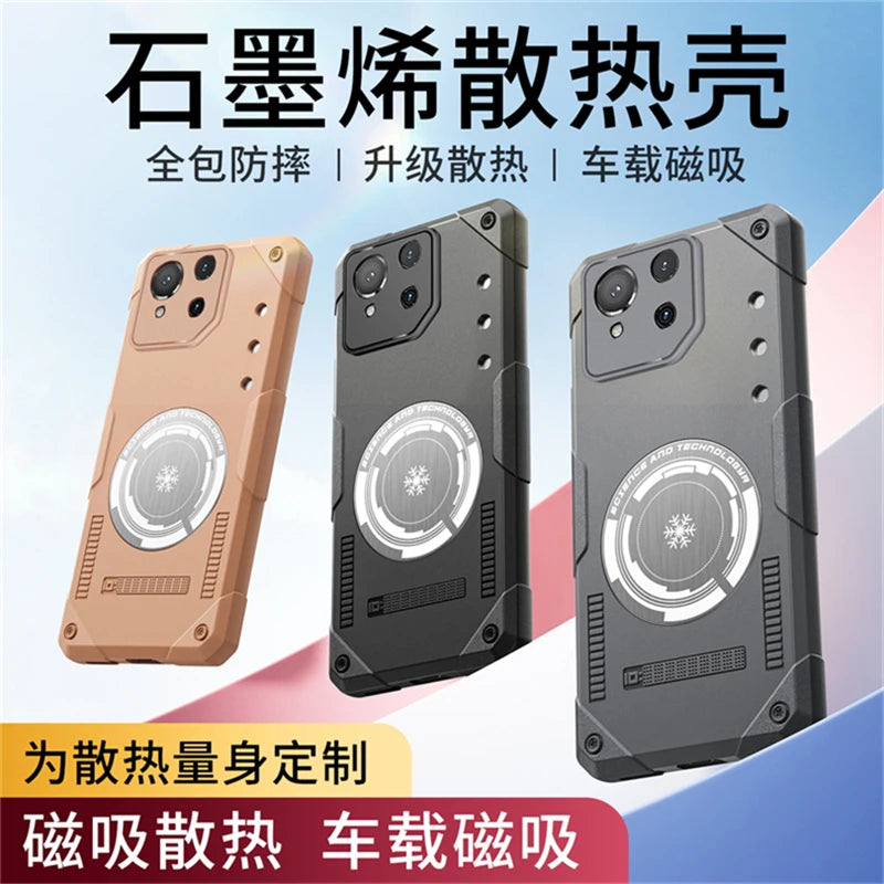 For ASUS ROG Phone 8 Pro Case Magnetic Built in Heat Dissipation Metal Sheet Back Cover For ROG 8 Phone 8Pro Shockproof Bumper