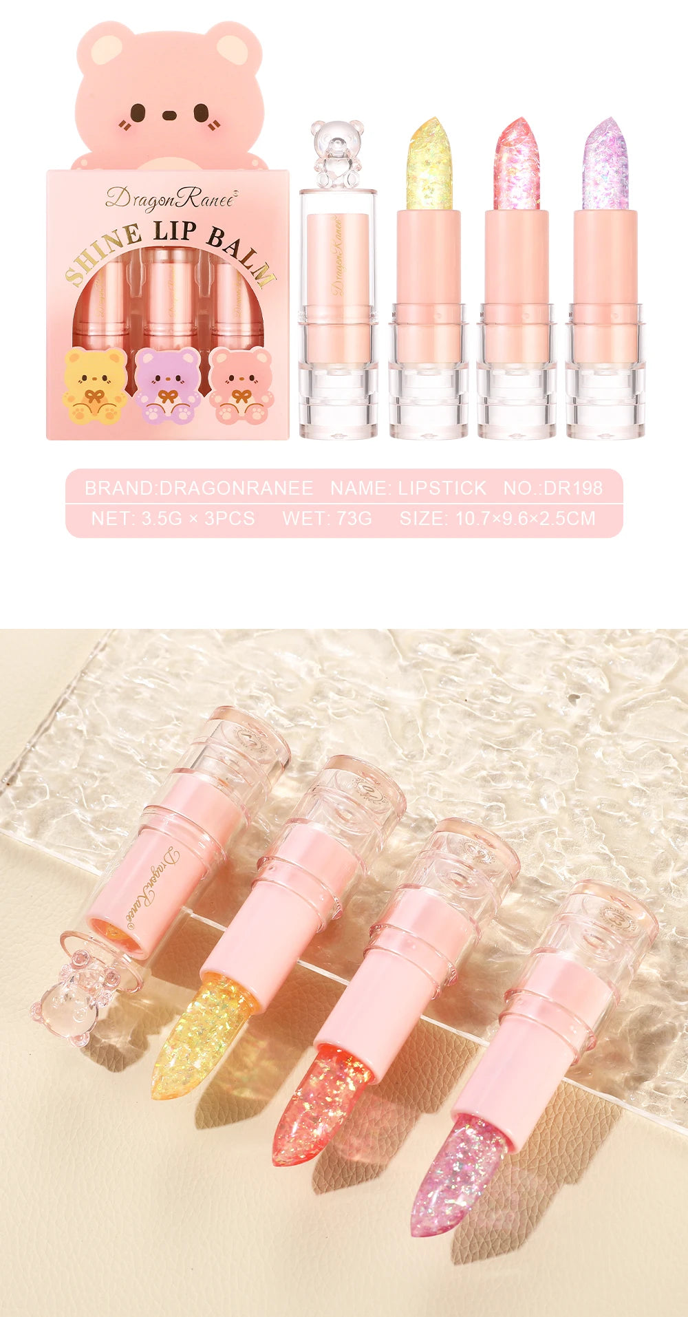 Three Lipstick Sets in a Box That Enhance Complexion, Moisturize, Hydrate, Are Waterproof, Do Not Fade, and Do Not Transfer to Cups. Beginner Lipstick Set