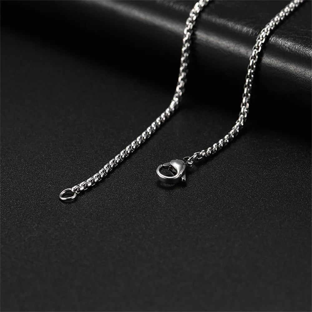 My Shape 10 pcs 60cm Box Chain Necklaces for Men 24 Inch Box Chain 2-3mm Chains Chokers Steel Color Fashion Jewelry Boys Gifts