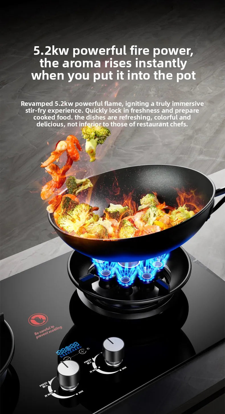 Gas stove, double burner, household LPG tabletop/natural gas stove, high-power built-in gas stove