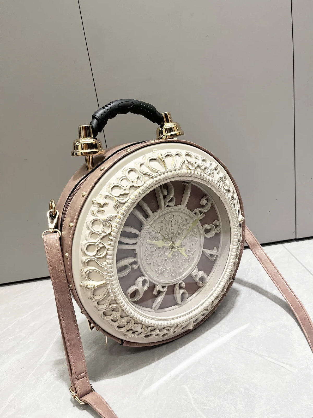 New Trendy Luxury Purses and Handbags for Women Vintage Clock-shaped Bag Round Shoulder Crossbody Tote Bag