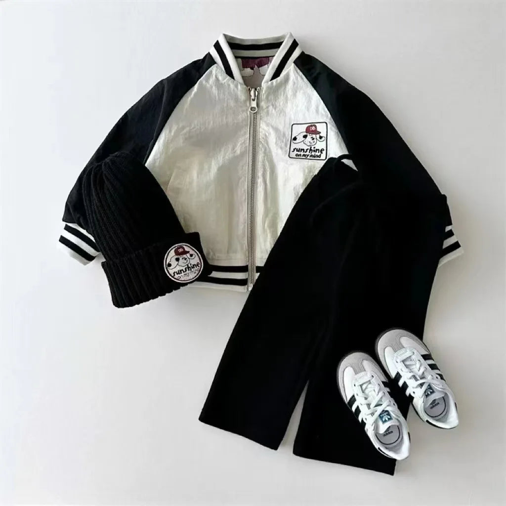 2025 Autumn New Baby Long Sleeve Coat Fashion Kids Boys Baseball Uniform Cotton Girls Casual Reversible Jacket Children Clothes