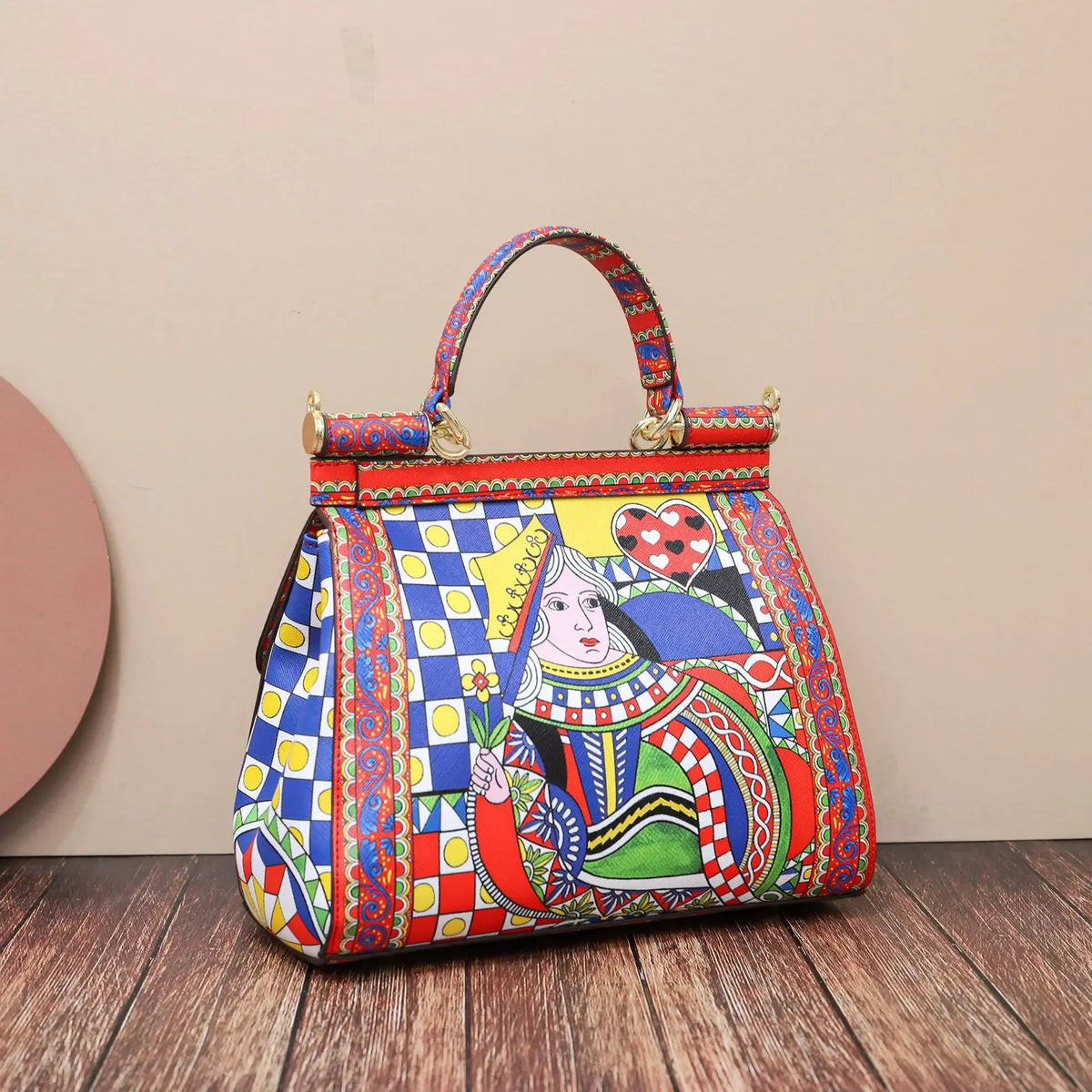 Luxury Women Bags Leather Vintage Painting Art Purse Handbags Girl Shoulder Bag Fashion Cross Body Messenger Bag Female Totes