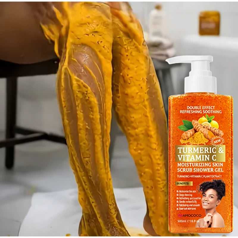 Turmeric&Vitamin C Moisturizing Body Wash, Exfoliating Cleansing Smoothing Body Wash, Gentle Scrub Finish Refreshing Natural Sce