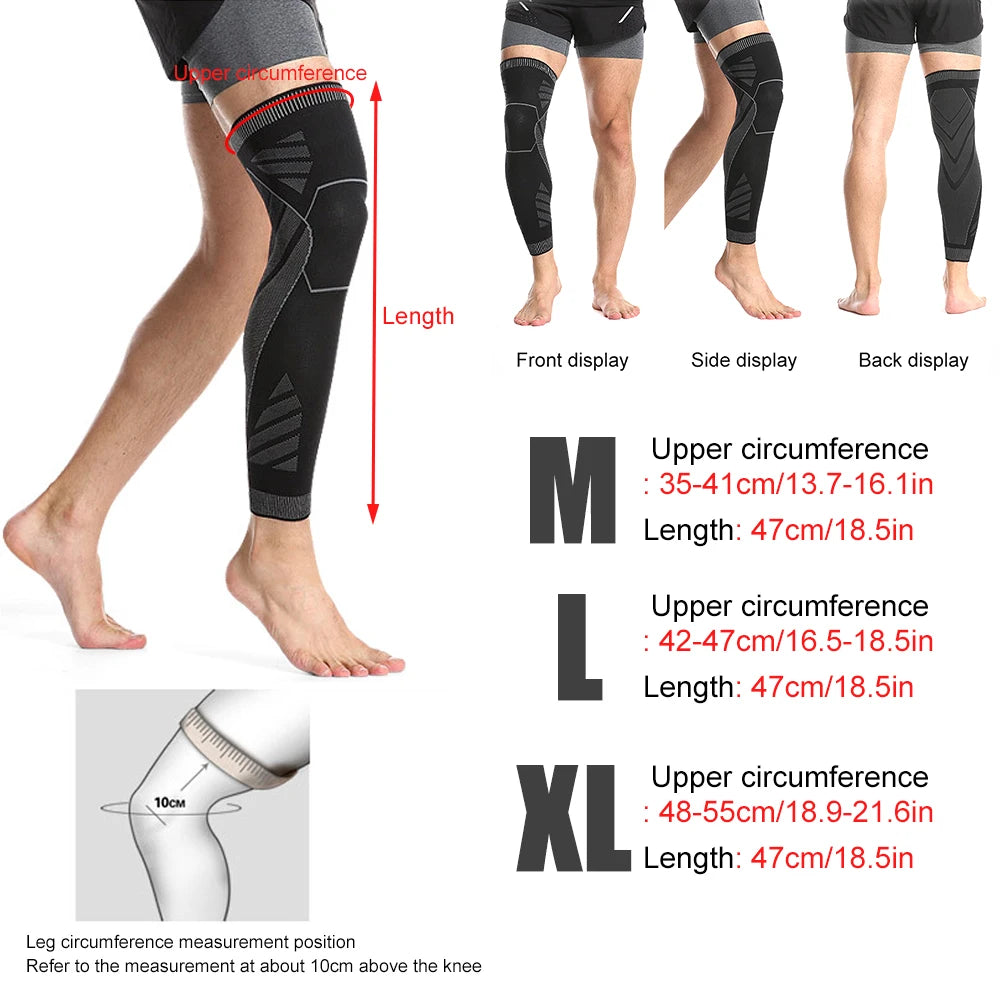 1Pair Full Leg Sleeve Long Compression Knee Brace Protect Leg for Men Women for Basketball Arthritis Cycling Sport Football