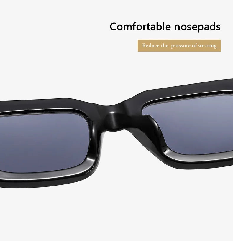 Brand Designer Square Sunglasses Women Men Ocean Color Shades Sun Glasses Female Fashion Rectangle Rivet Oculos De Sol 