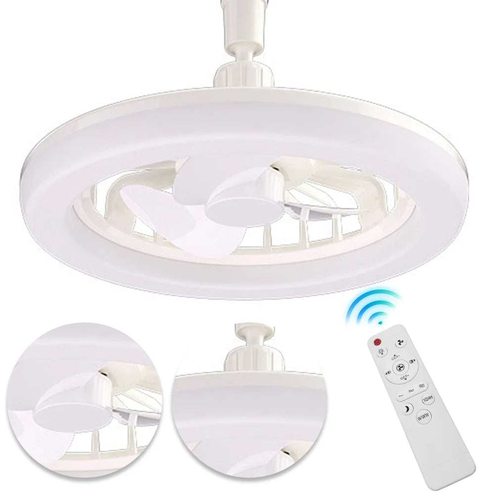 Ceiling Fans with Lights and Remote Socket Ceiling Fan Light Screw in E27 LED Bulb Fan Dimmable LED Fan Light for Bedroom