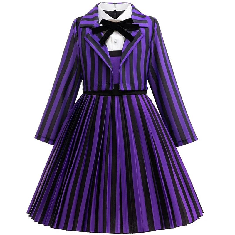 Halloween Girls Princess Dress Movie Cosplay Long Sleeves Fashion Girls Dress Party Performance Costumes 4-12 Years Kids Clothes
