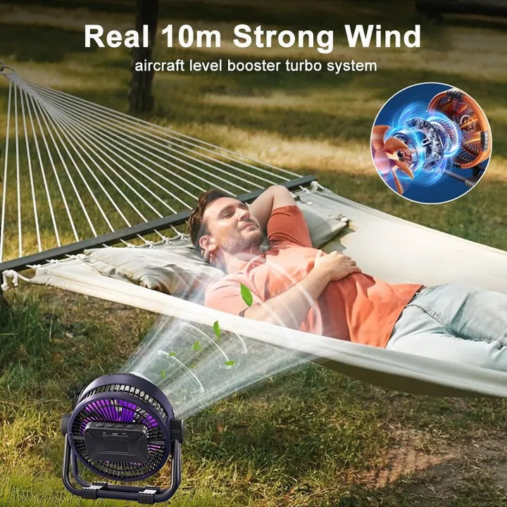 Camping Ceiling Fan 20000mAh Rechargeable USB Fan with Power Bank and LED Light Hook Air Circulators Wireless Ceiling Fan