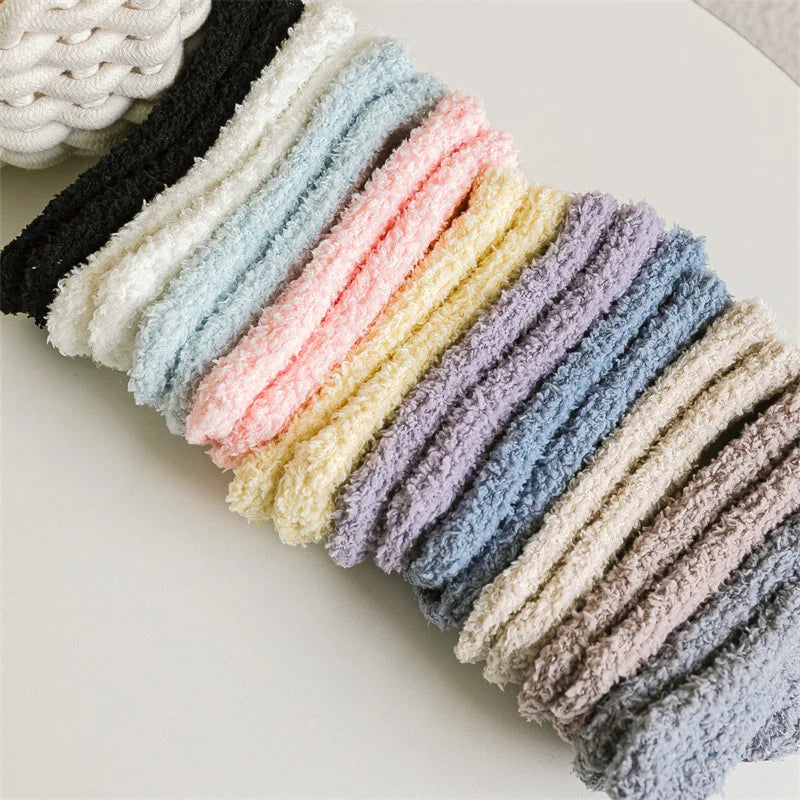 3Pairs Autumn and Winter Thick Baby Toddler Socks for Girls and Boys Coral Fleece Non-slip Baby Floor Foot Socks 0-5Y Children