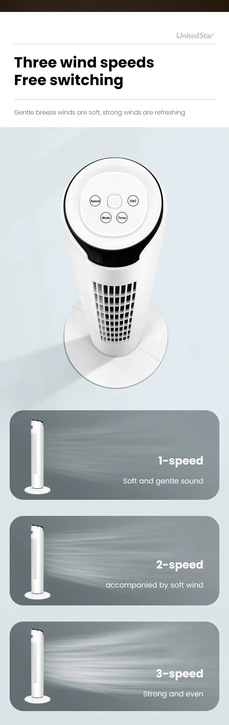 Electric Tower Fan Leafless Blades Remote Control US Plastic Household Floor Fan Box Installation Air Cooling Feature