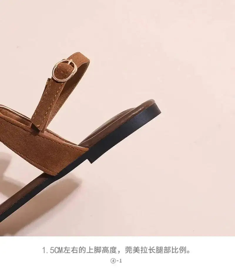 2025 Women's Shoes Fashion Daily Sandals Women Buckle Strap Flat With Outdoor Open Toe Female Shoe