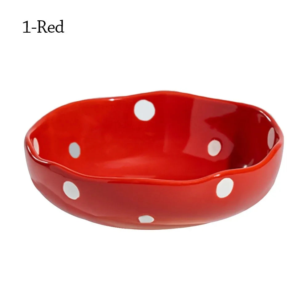 Ceramic Neck Protection Pet Bowl High Feet Slanted Mouth Mushroom Cat Bowl Anti-black Chin Anti-knockover Pet Food Bowl
