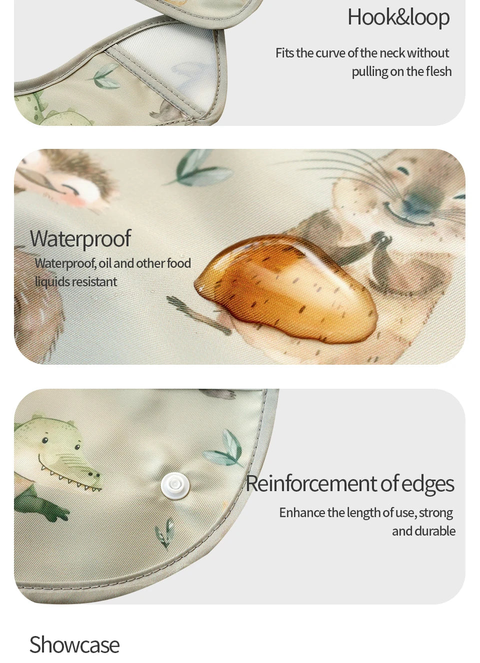 2Pcs/Set 100%Polyester Waterproof Baby Bibs,Lively and Adorable Shoulder Design Sleeveless Smock Feeding Bib Apron