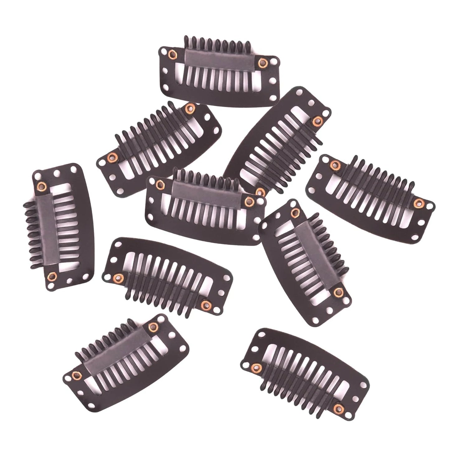 10-100Pcs 9-teeth Beige/Brown/Black Hair Extension Clips Hair Extension Wigs Snap Clips Comb Small Snap Wig Accessories Clips