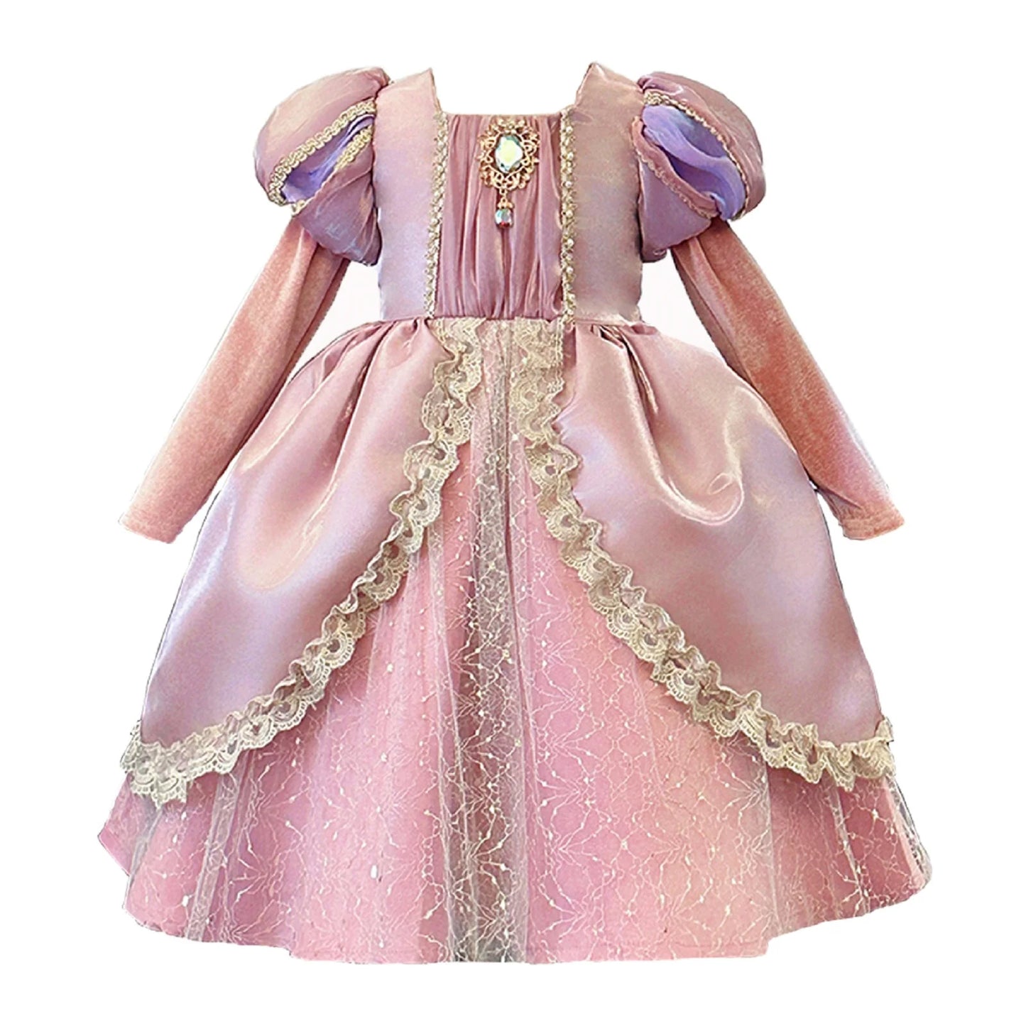 Kids Pink Aurora Princess Lolita Dress Halloween Costume Girl Sleeping Beauty Princess Cosplay Birthday Party Dresses for 2-12Y