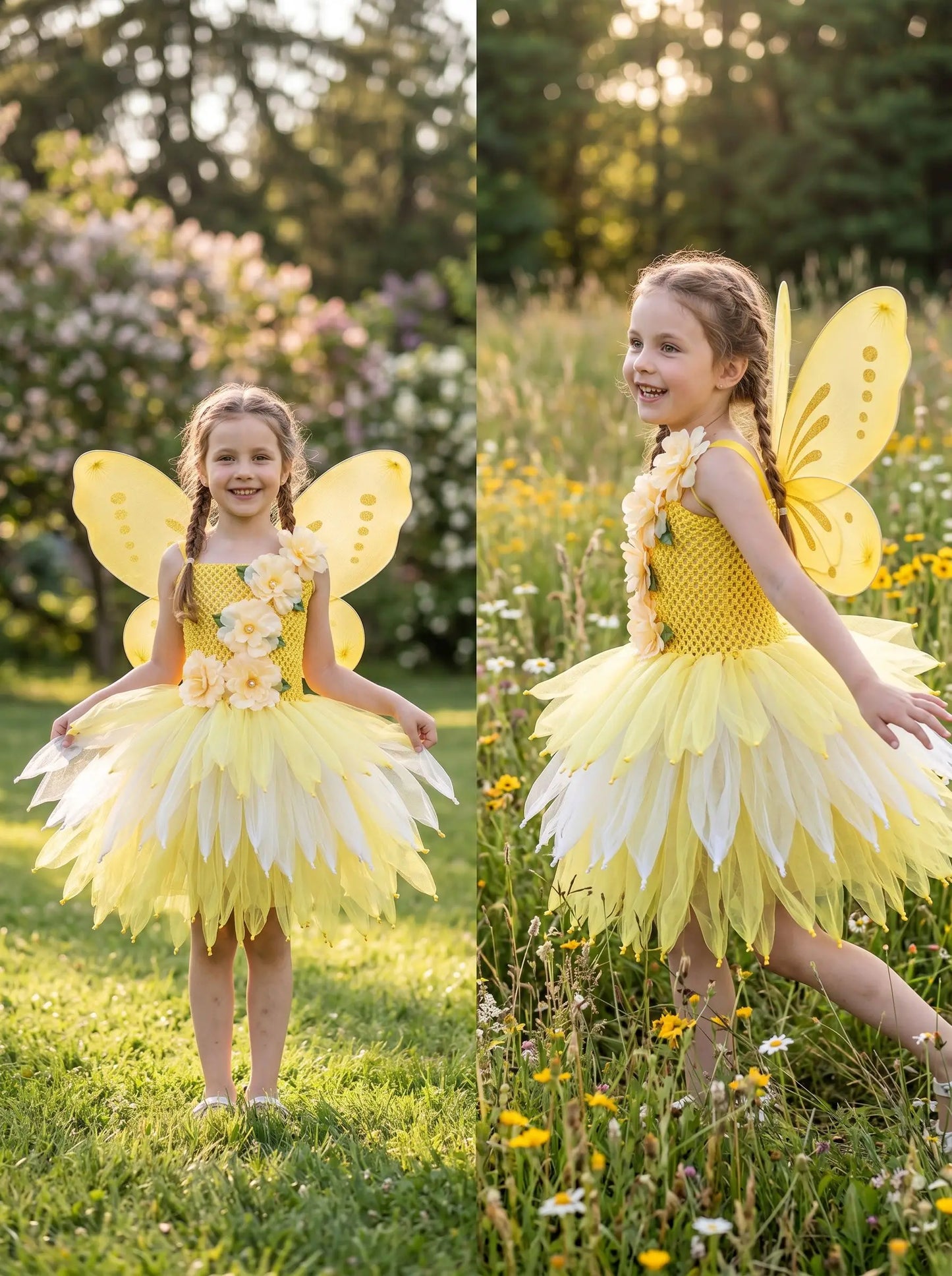 Girls Fairy Costume Princess Dress Kids Butterfly Wing Outfit Tulle Dress Halloween Birthday Party Fancy Dress Carnival Pageant