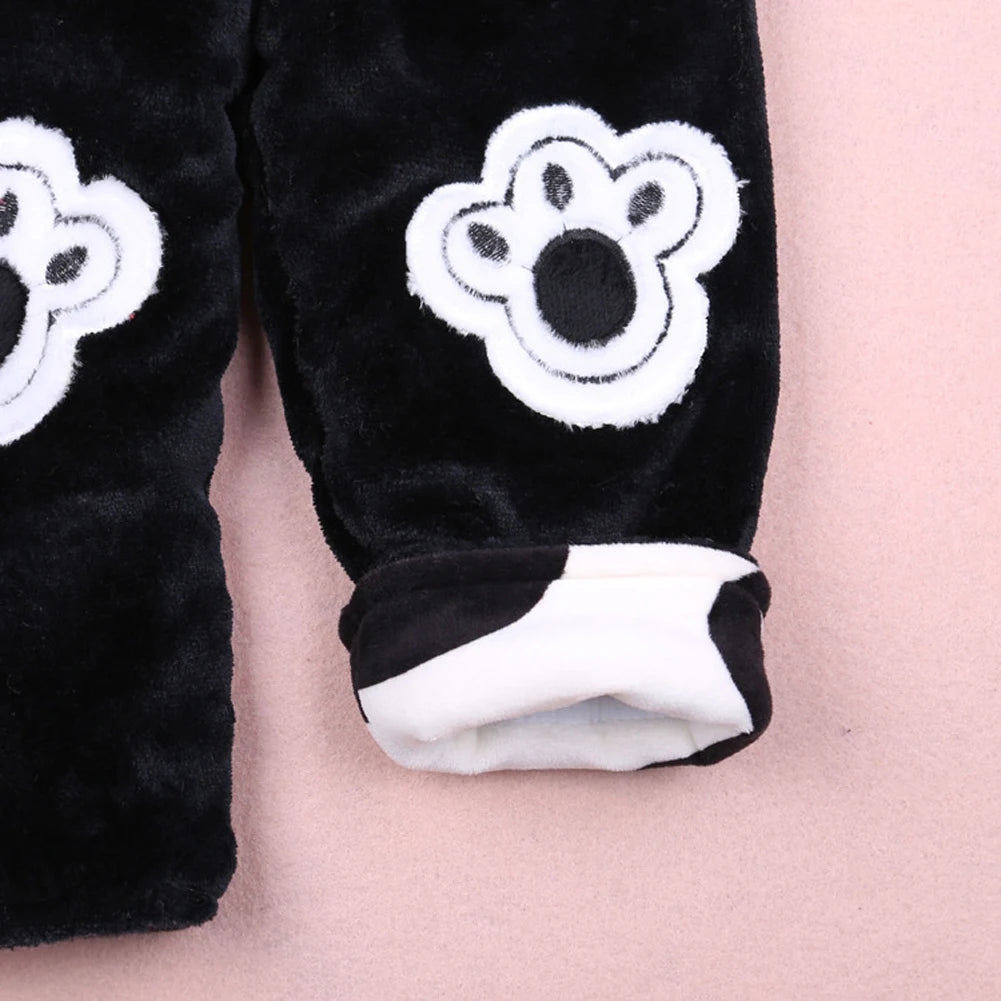 Baby Winter Suits,Coat Pants Hooded Vest Set,Toddlers Cartoon Panda Flannel Cotton Clothing,Baby Boys Girls 3-Piece Warm Outfits