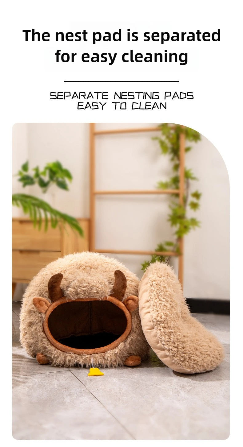 New cat bed yak-shaped bed winter-warm semi-enclosed cat house dog all-season cat pet beds