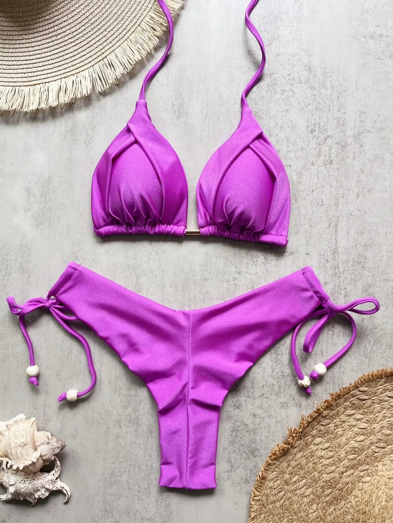2026 Sexy Folds Bikini Set Solid Micro Bikinis Women Swimsuit Female Triangle Swimwear Beach Wear Bathing Suit