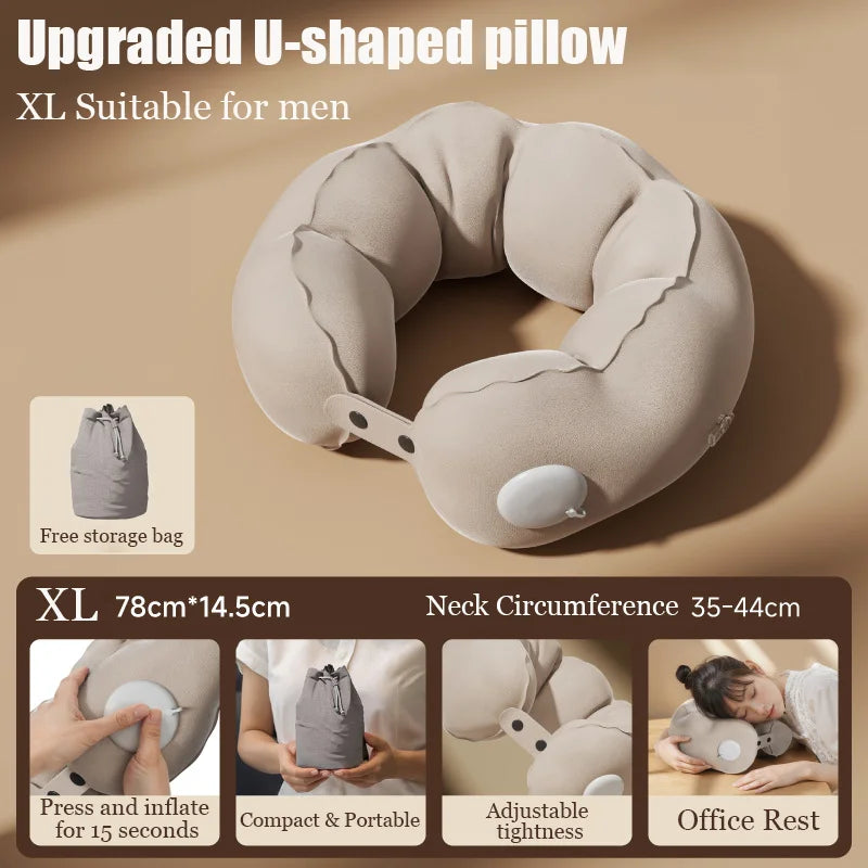 Travel Pillow Inflatable U-Shape Neck Pillow Portable Cervical Orthopedic Protection Airplane Neck Pillows Travel Essentials