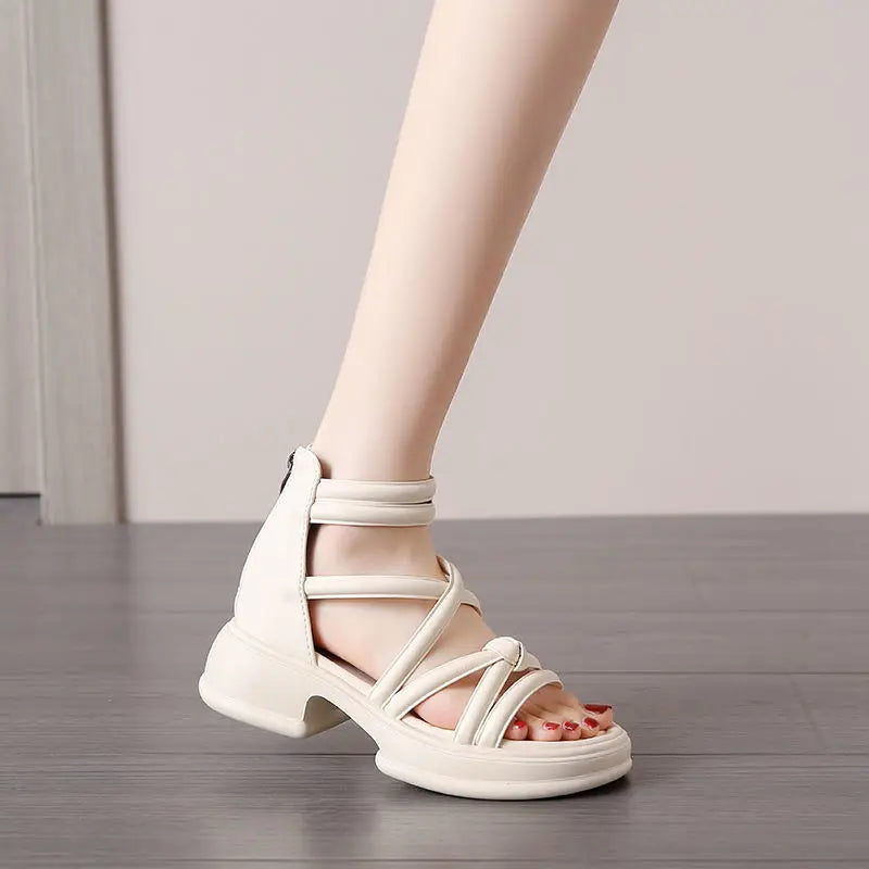 Summer Sandals New Fashion Simple Women's Shoes Breathable Non Slip Simple Roman Shoe Hollow Lightweight Retro 2025 Beach Shoes