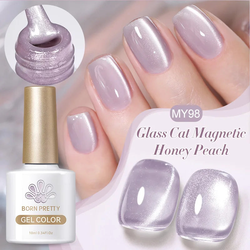 BORN PRETTY 6Pcs/Set 10ml Water Light Cat Magnetic Gel Nail Polish Aurora Spar Glitter Glass Soak Off UV LED Nail Varnish