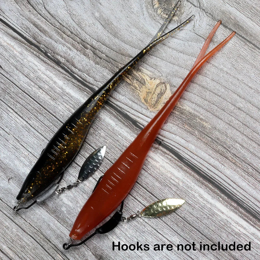 JOHNCOO 3pcs Floating Drop Shotting Soft Bait Fishing Lure 180mm V-shape Split Tail Swimbait Worm Topwater 18g
