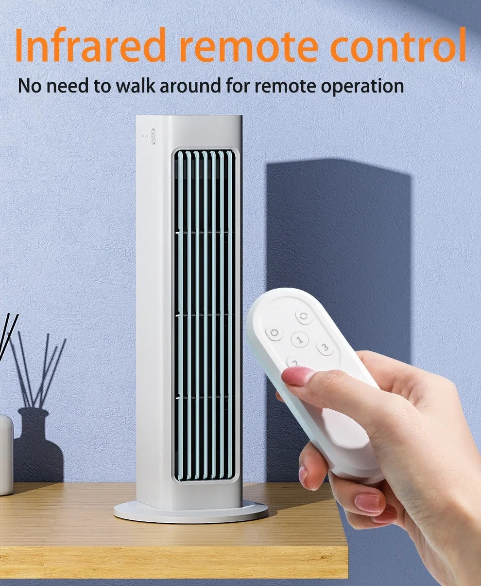 Eary Wall-mounted Fan with Remote Control Summer Strong Fan Bladeless Tower Airflow Cooling Air Conditioner Fan for Desk Kitchen