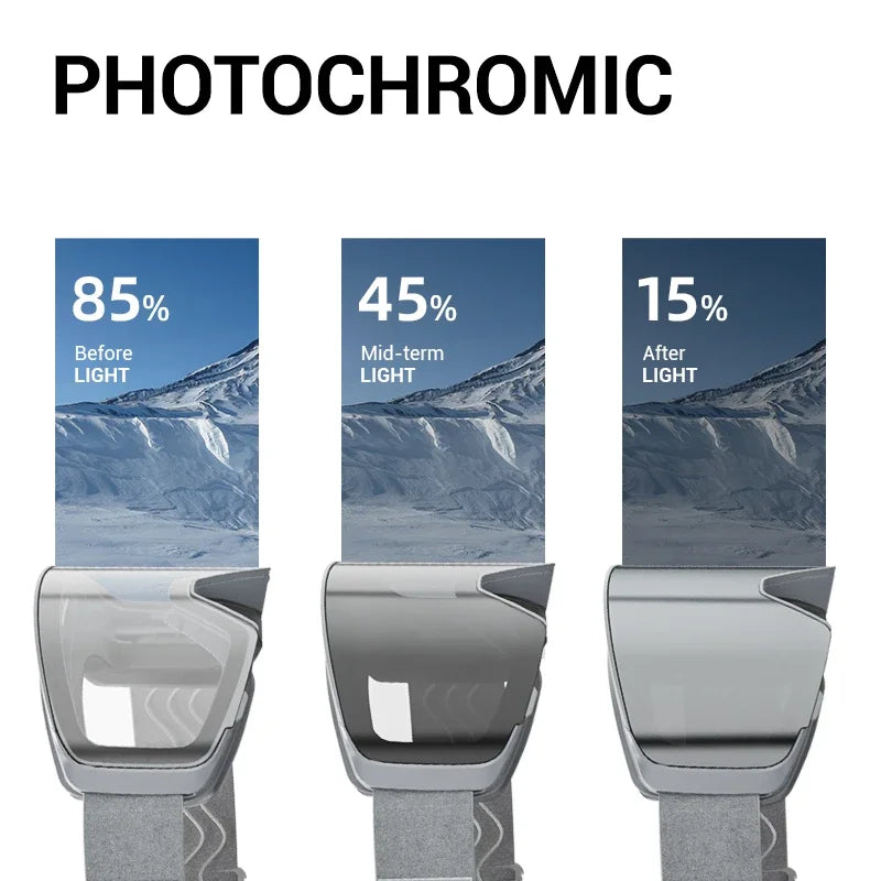 Kapvoe Photochromic Snow Goggles Ski Snowboard Anti-Fog Mask for Men Women Eyewear UV400 Protection Glasses Snowmobile Winter