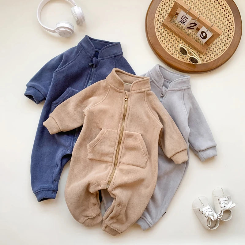 IYEAL Baby Boy Clothes Girl Rompers Newborn Infant Baby Clothing Soft Warm Fleece Jumpsuit Playsuit Autumn Toddler Outwear