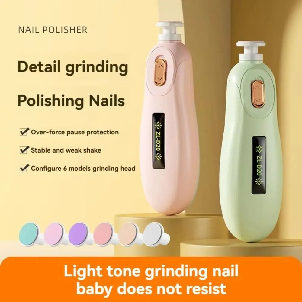 Electric Baby Nail Trimmer Safety 6 Grinding Heads Baby Nail Grinder Silent Child's Newborn Nail Clippers Manicure Tool Set