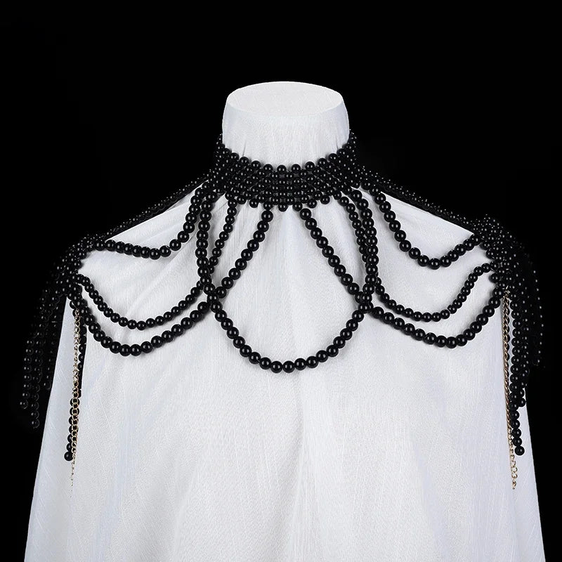 Fashion Pearl Shoulder Chain Jewelry Wedding Party Big Necklace Sweater Chain Shoulder Chain Wedding Accessories Gift for Women