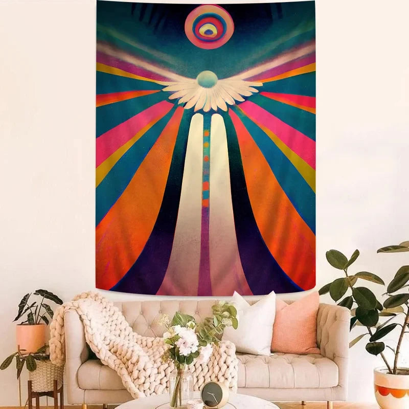 Retro Bohemian Psychedelic 70s DIY Wall Tapestry Science Fiction Art Home Decor for Room