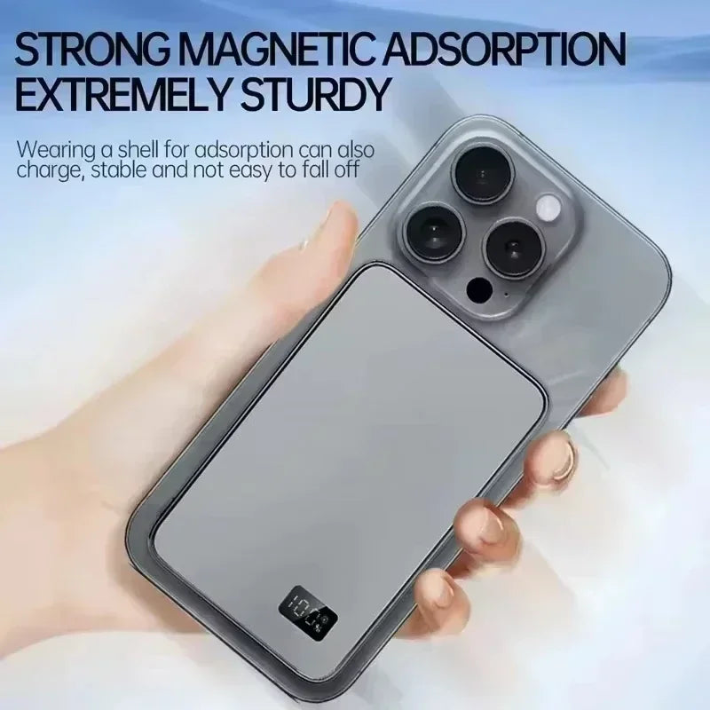 Lenovo 500000mAh CCC Certified Magnetic Ultra Thin Wireless Portable Power Bank Super Fast Charging LED Display Pack For MagSafe