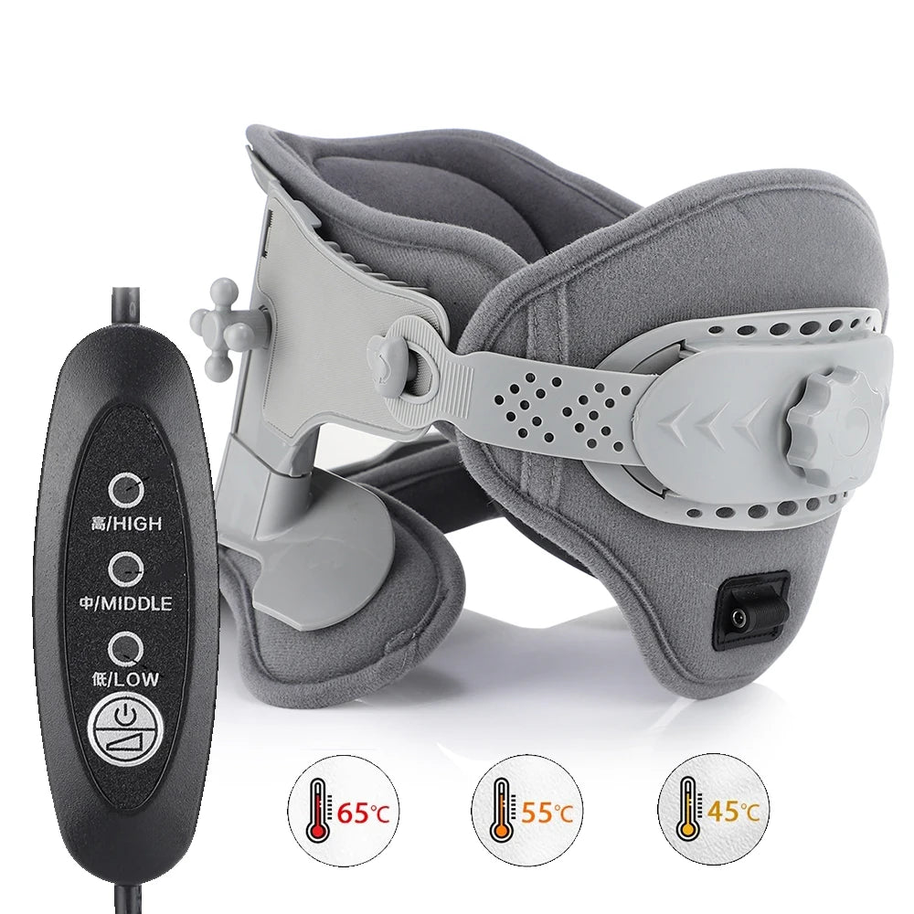 3 in 1 Neck Cervical Traction Electric Heating Spine Stretcher Support Collar Home Chiropractic Tool Spine Neck Posture Brace